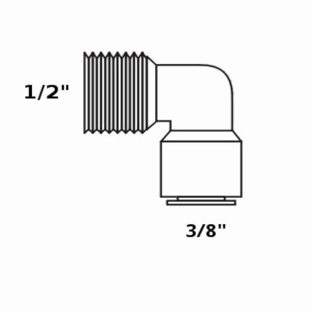 Tiger Straight Adaptor 3/8" tube x 1/2" NPT