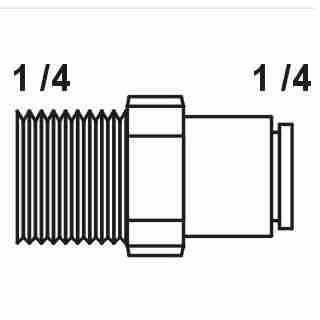 Tiger Straight Adaptor 1/4" tube x 1/4" NPT