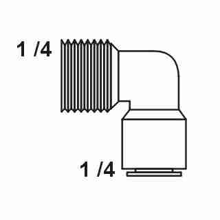 Tiger elbow 1/4" tube x 1/4"npt