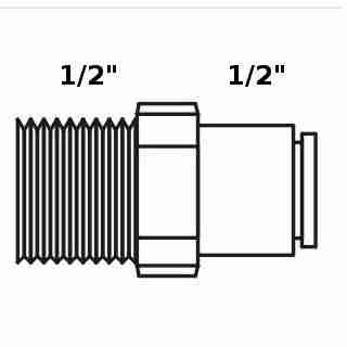 Tiger Straight Adaptor 1/2" tube x 1/2" NPT