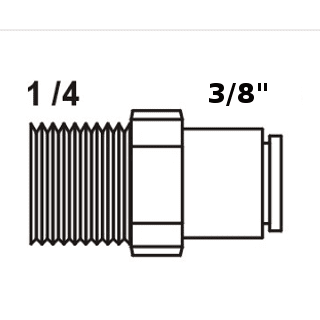 Tiger Straight Adaptor 3/8" tube x 1/4" NPT Male