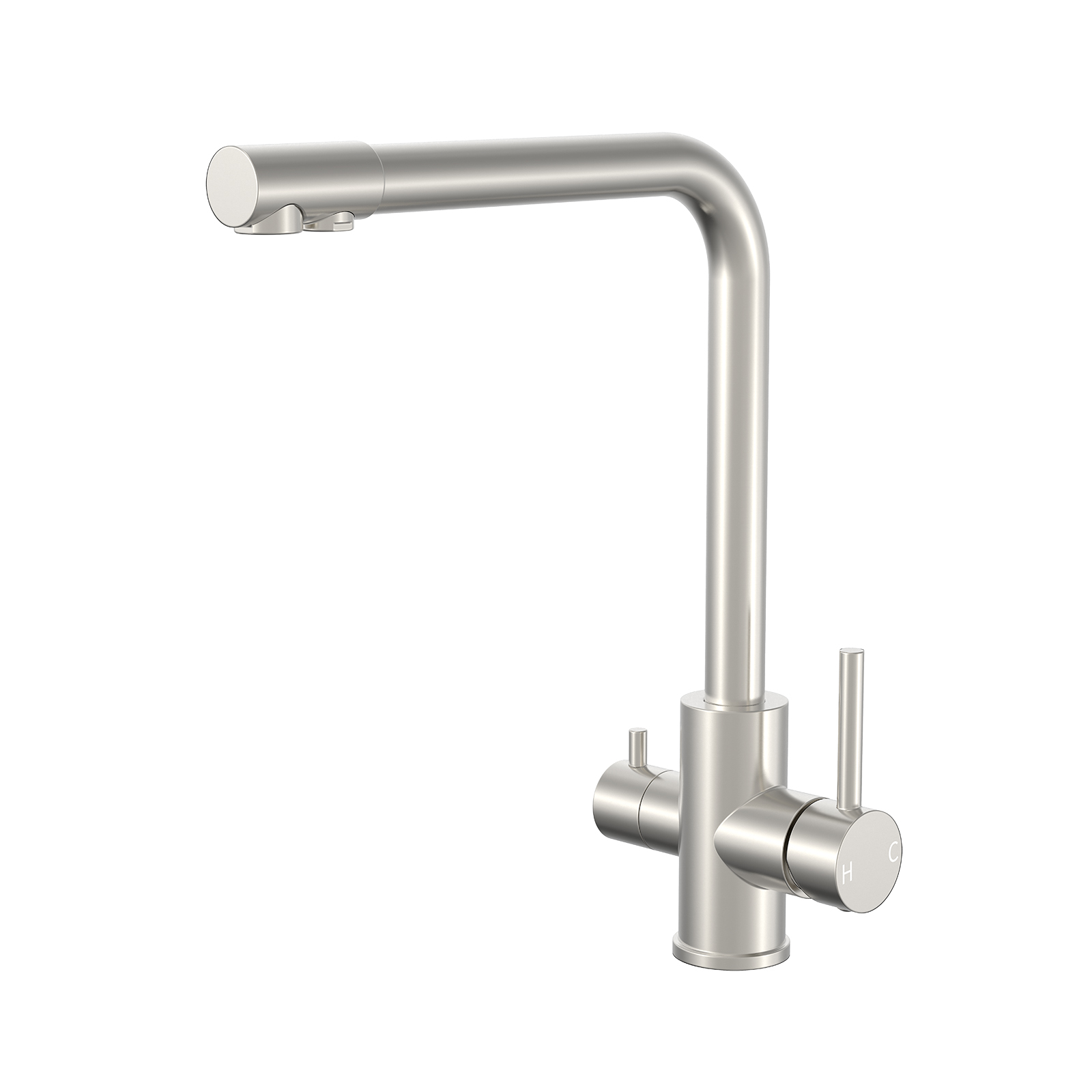 Brushed Nickel 3 Way Mixer Taps