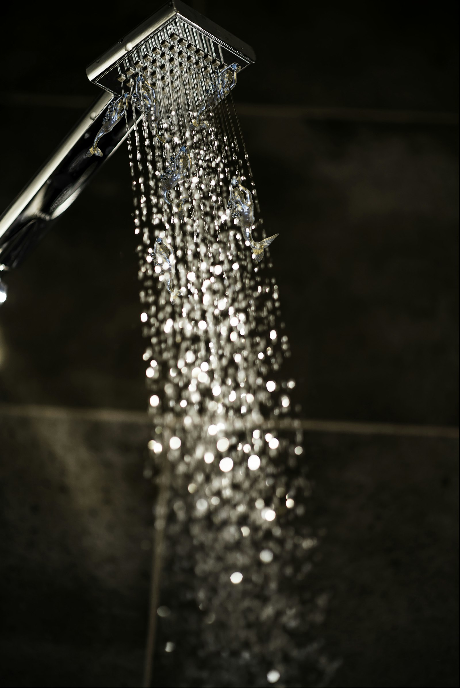 Hot water running from a shower head